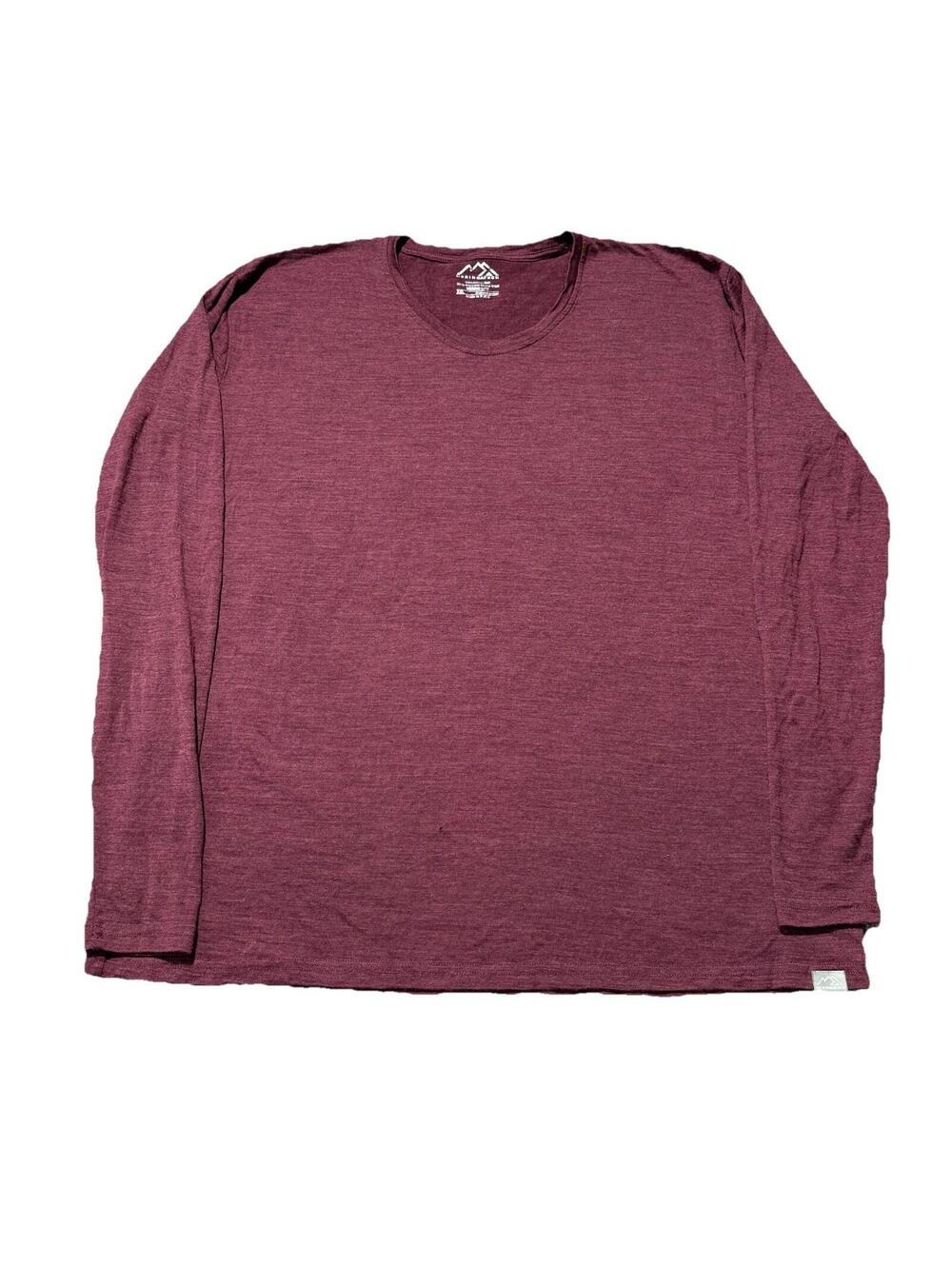Merino Tech Shirt Womens Maroon 100% Merino Wool Long Sleeve Base Layer XXL 2XL